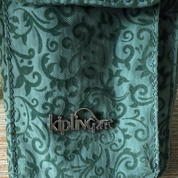 Kipling Crossbody Dark Green Floral Wallet - Picture 3 of 8